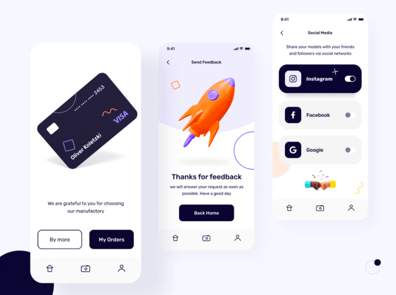 From 3D illustrations to 3D charts and graphs, mobile ux design