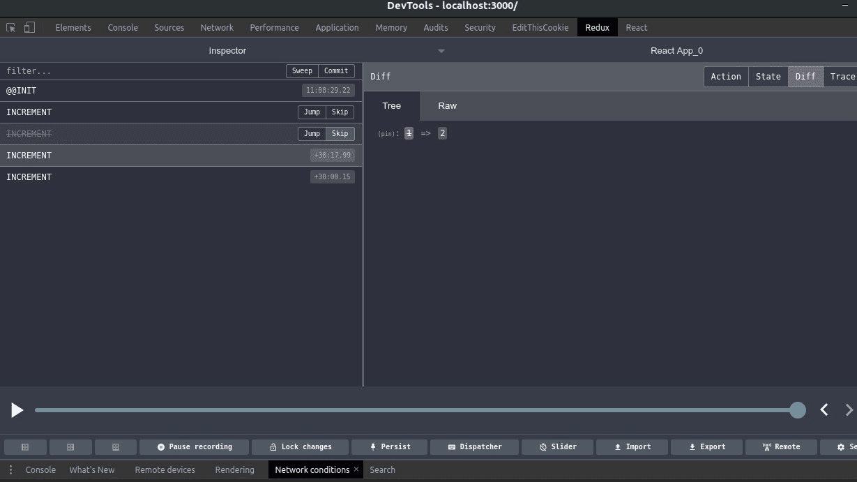 Fully functional redux dev tools using useReducer